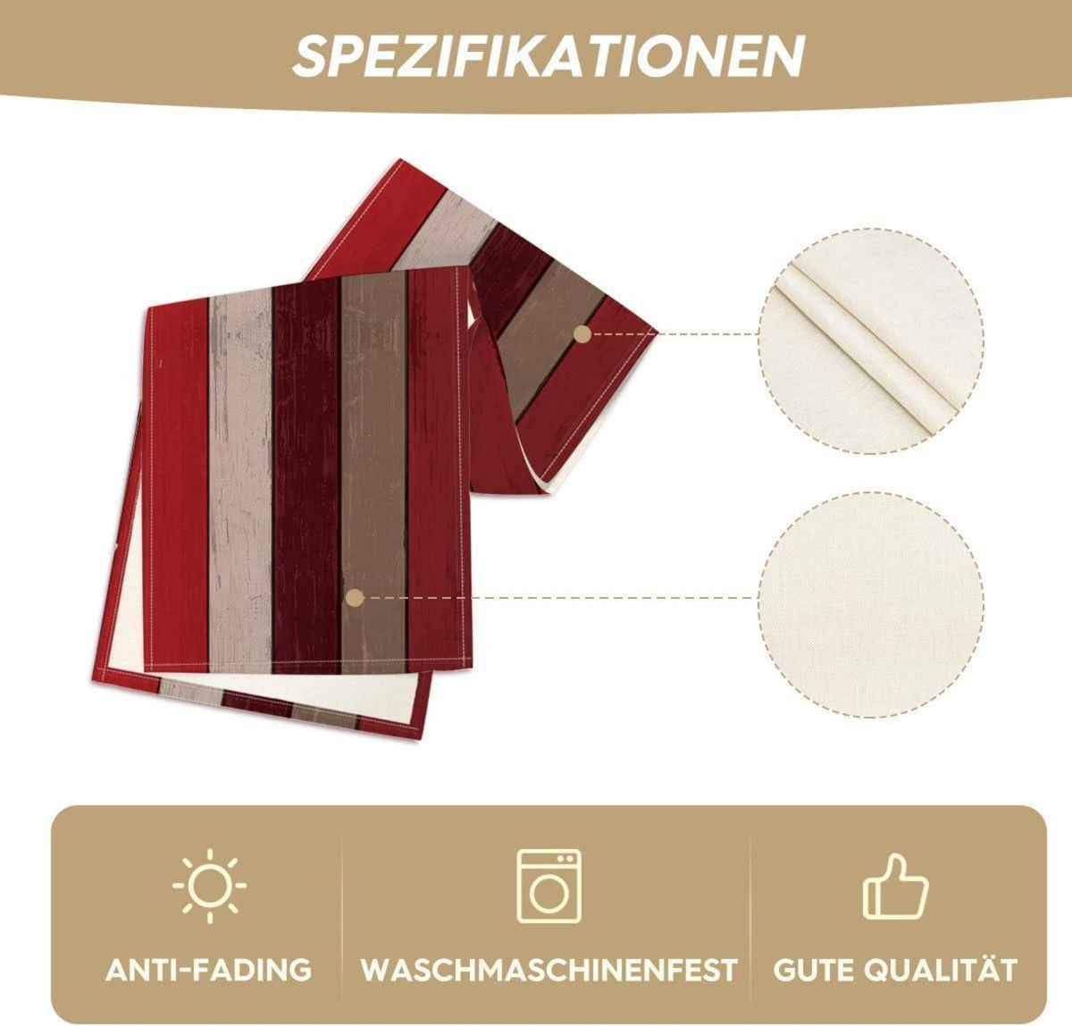 Artoid Mode Rustikaler Holz Herbst Tischläufer Rot 40x180cm
