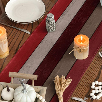 Roter Herbst Tischläufer Holzoptik Deko 40x140 cm Rustikale Küche
