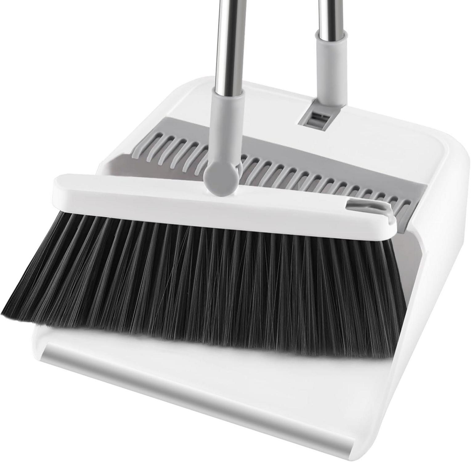 Mitclear Kehrset mit langem Griff, 180° drehbare Kehrbesen