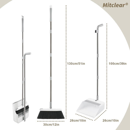 Mitclear Besen und Kehrschaufelset mit langem Griff und