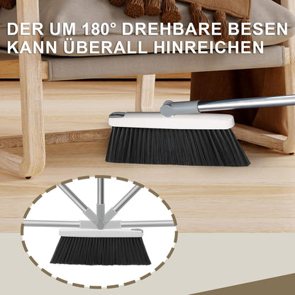Mitclear Besen Kehrschaufelset 180° drehbar Langem Griff Aluminiumlegierung