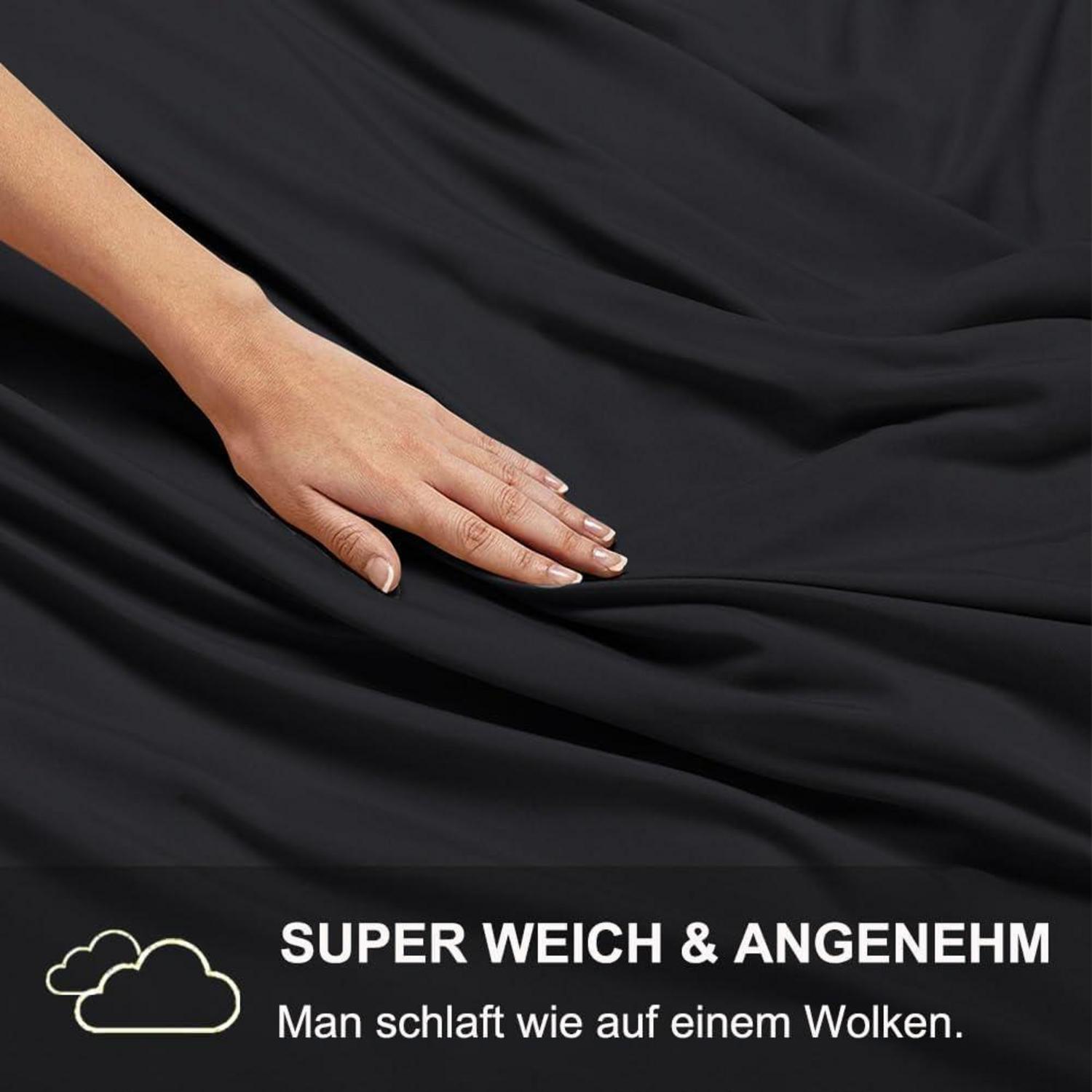 Schwarze Bettwäsche 200x200 aus weicher Mikrofaser