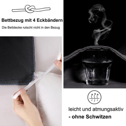 Bettwäsche Set Schwarz Mikrofaser 200x200 Weich 2-teilig