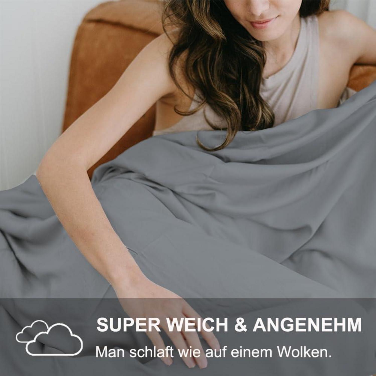 Bettwäsche-Set 200x200 Grau | Weich Mikrofaser 3 teilig mit