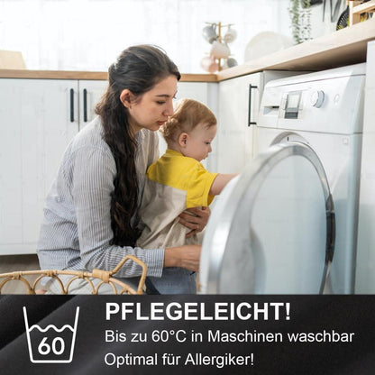 Beqnat Bettwäsche 135x200 4tlg Schwarz Mikrofaser-Reißverschluss