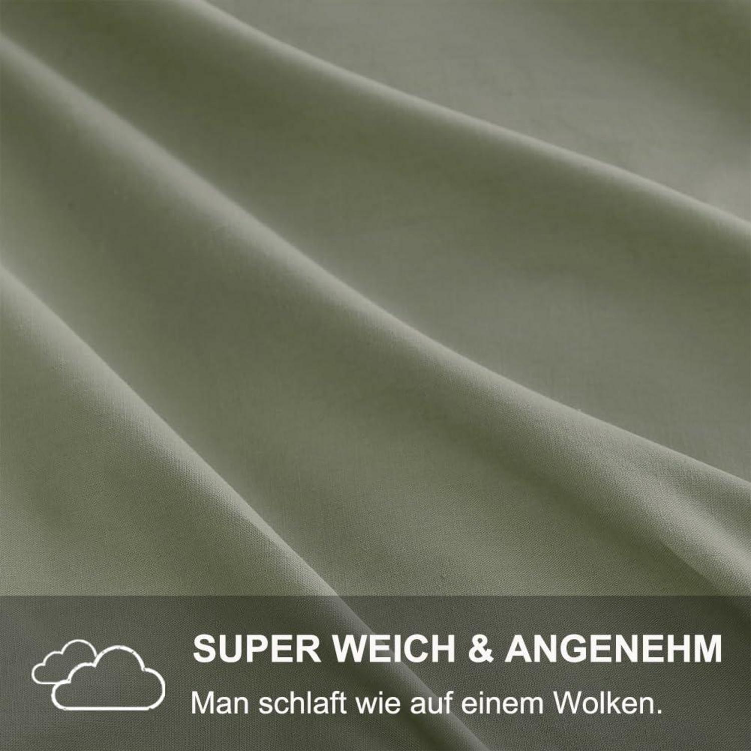 Beqnat Bettwäsche 200x200 Grün Mikrofaser Set mit
