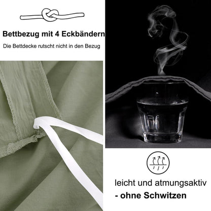 Beqnat Bettwäsche 200x200 Grün Weich Kissenbezug 80x80 2er-Set Mikrofaser