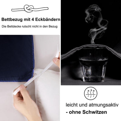 Bettwäsche 200x200 Blau Weich 2er Set Kissenbezug 80x80 Mikrofaser