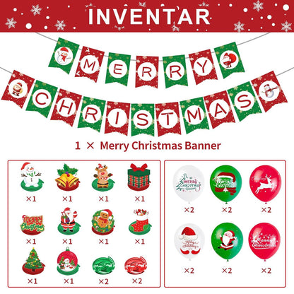 Weihnachten Deko Set Girlande Luftballons Ornamente