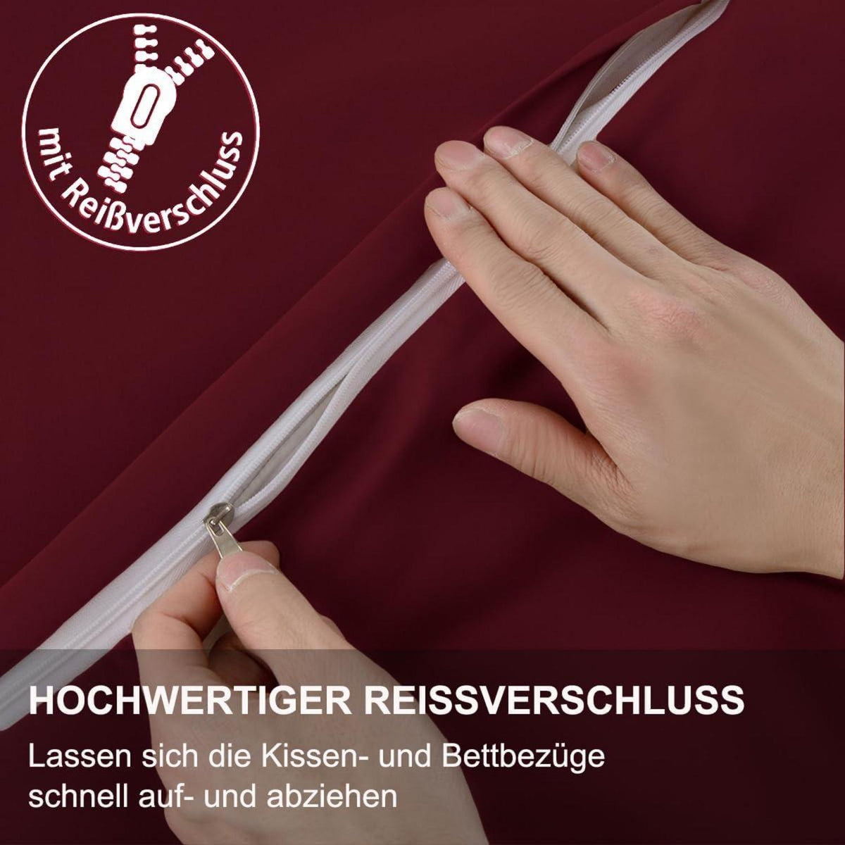 Beqnat Bettwäsche 200x200 Rot Weich Mikrofaser Reißverschluss 2er Set
