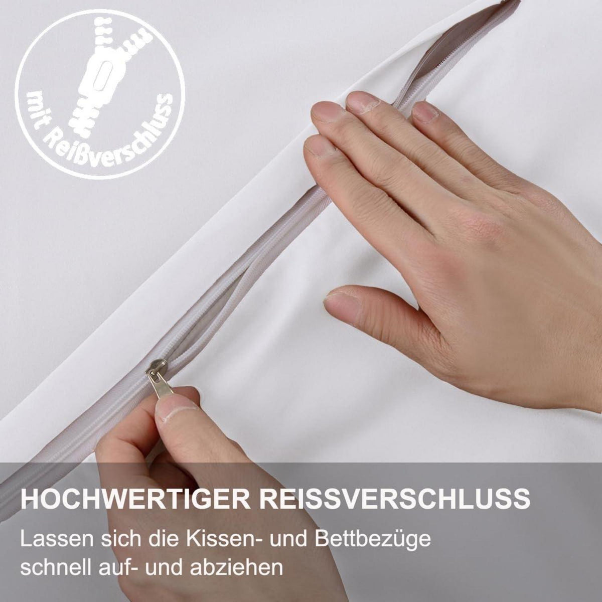 Beqnat Bettwäsche 135x200 4tlg Weiß Mikrofaser Reißverschluss