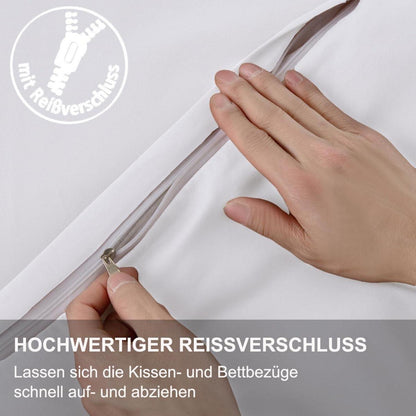 Beqnat Bettwäsche 135x200 4tlg Weiß Mikrofaser Reißverschluss