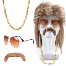 Vokuhila Perücke 80er Jahre Outfit Herren Blond Wig