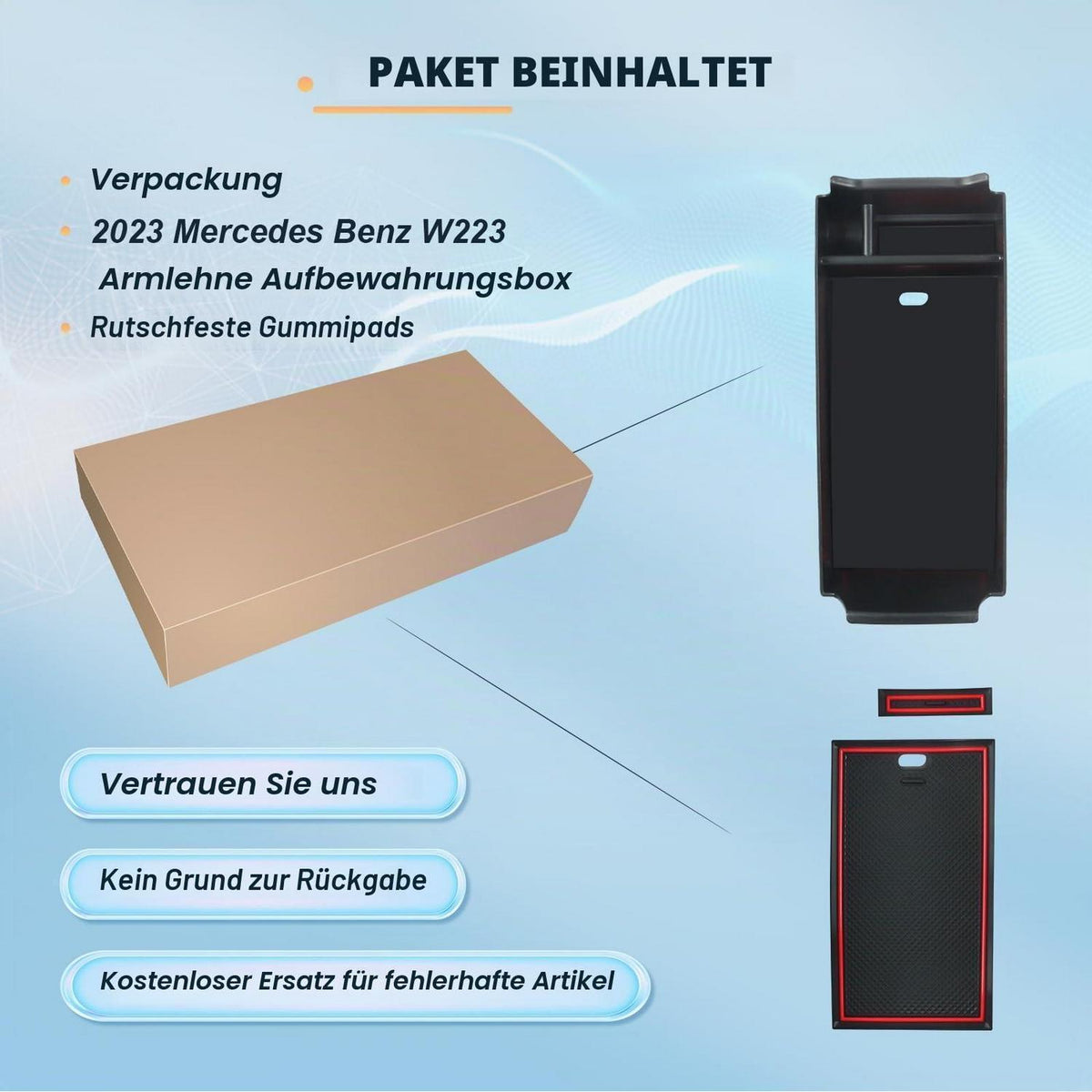 Mittelkonsolen Organizer für Mercedes A, B, GLA, CLA, GLB, EQA, EQB Rot