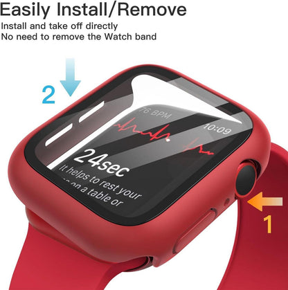 Schutzhülle mit Displayschutz für Apple Watch SE/Series 6 5 4 40mm - Rot