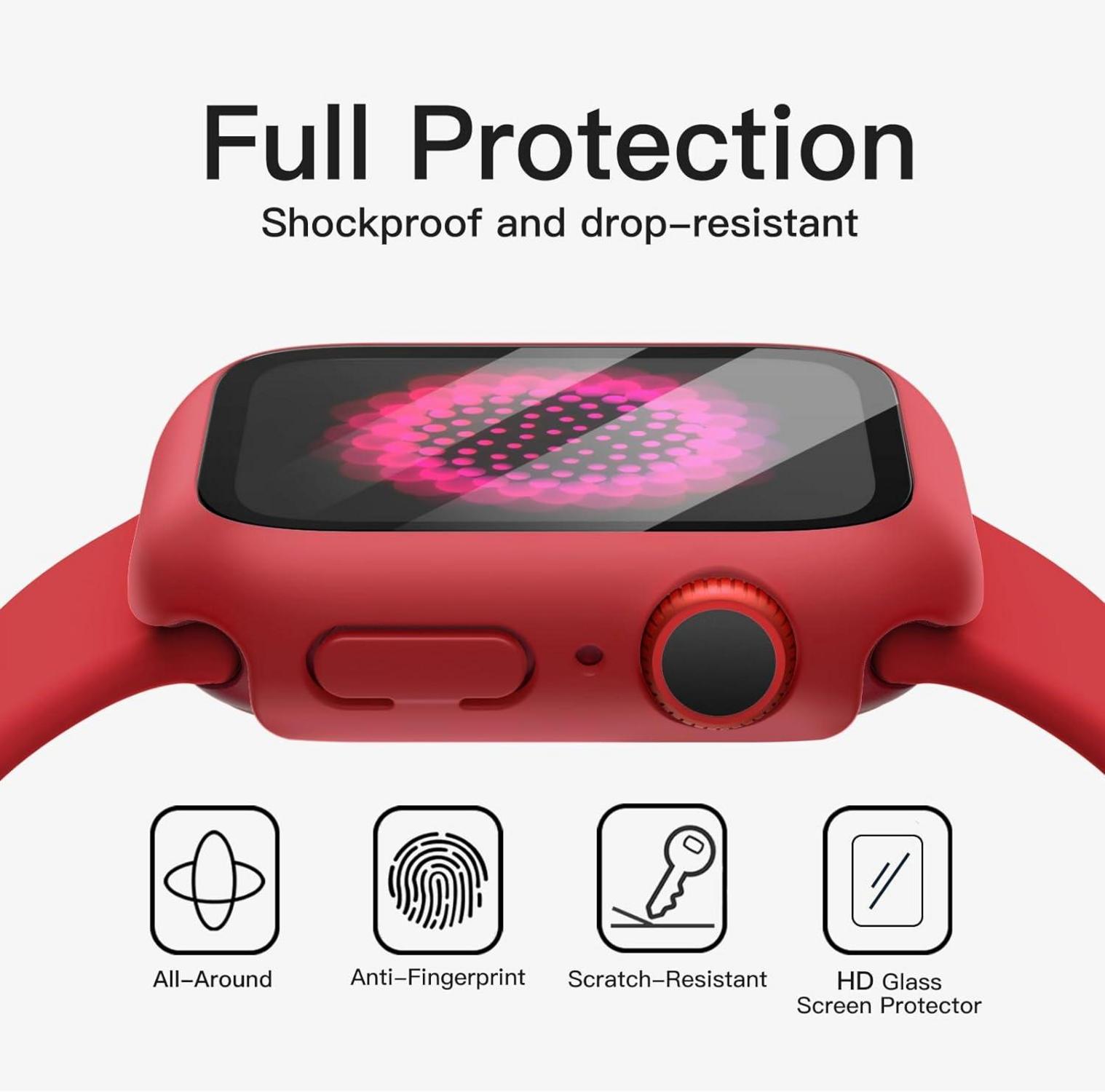 Apple Watch SE Series 6 5 4 40mm Hülle Displayschutz Rot 2 Stück