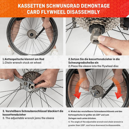 Fahrrad Kettenpeitsche Zahnkranzabzieher Kassetten Abzieher Kit Universal Werkzeug