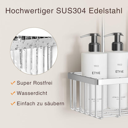 Duschablage ohne Bohren Edelstahl Hängeregal 30x13x8,5cm