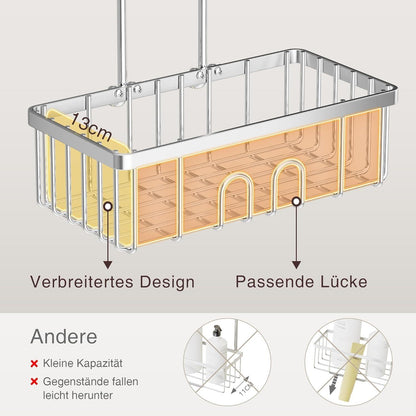 Duschablage ohne Bohren Duschkorb Edelstahl 30x13x8,5cm Silber