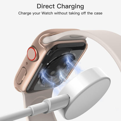 Displayschutz Hülle Apple Watch Series 9 8 7 45mm Hartglas Gold