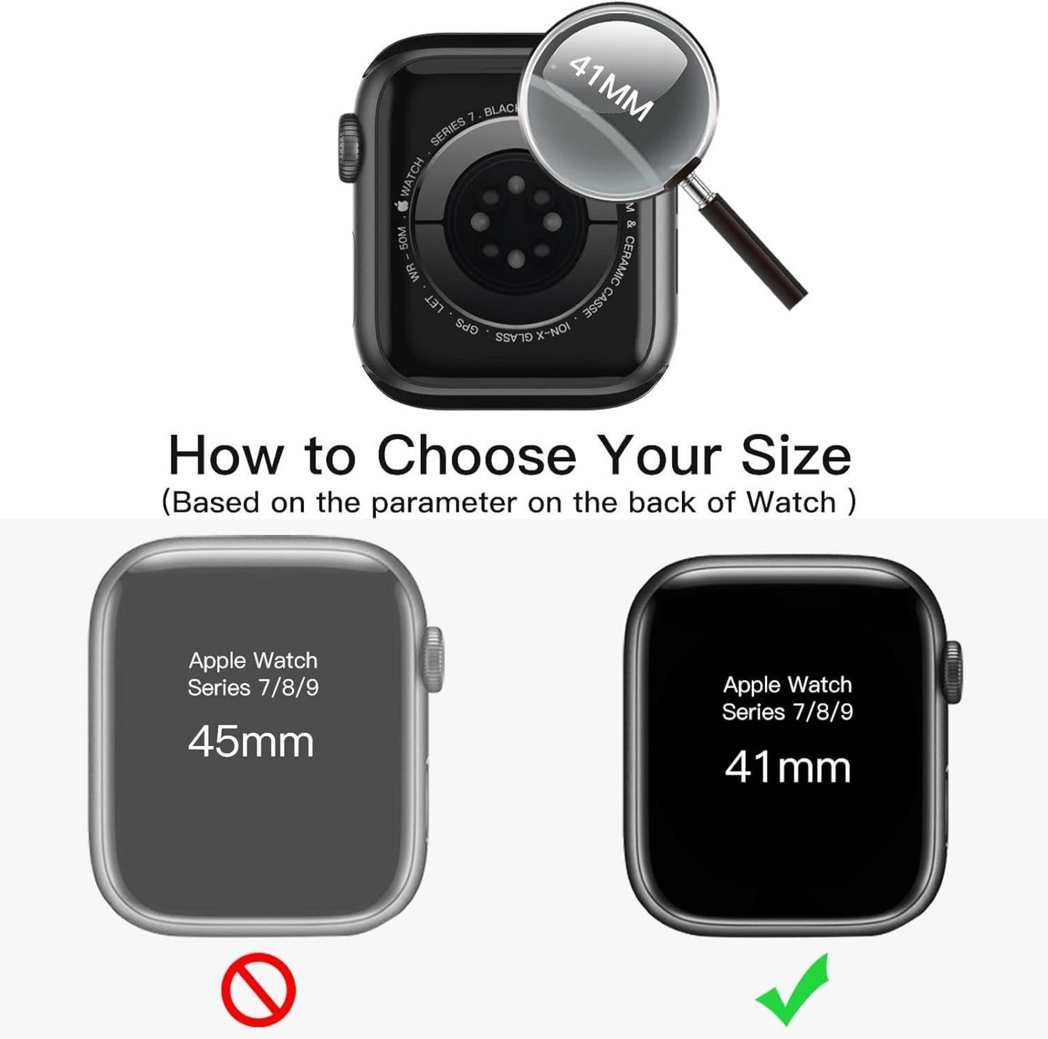 Displayschutz Hülle für Apple Watch Series 9 8 7 41mm 2er Pack Silber