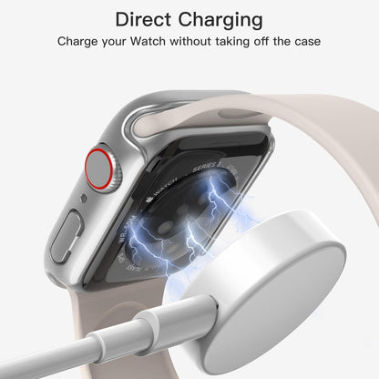 Hülle mit Displayschutz für Apple Watch Series 9 8 7 41 mm Silber