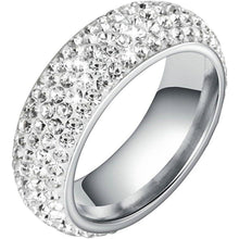 Edelstahl Ring Herren Zirkon Silber 8mm Größe 70