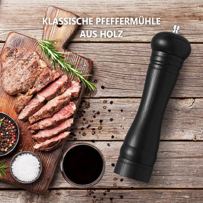 Salz und Pfeffermühle Holz 21cm Schwarz Gewürzmühle neu