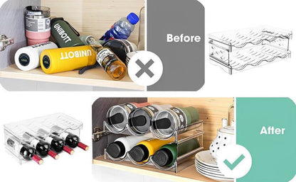 Transparentes Flaschenregal stapelbar Kühlschrank Organizer Dosenhalter