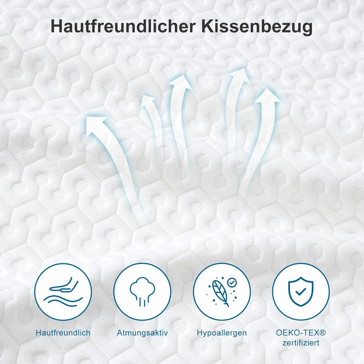Orthopädisches Gel Memory Foam Kissen 40x60 cm, 13 cm Höhe, abnehmbarer waschbarer Bezug