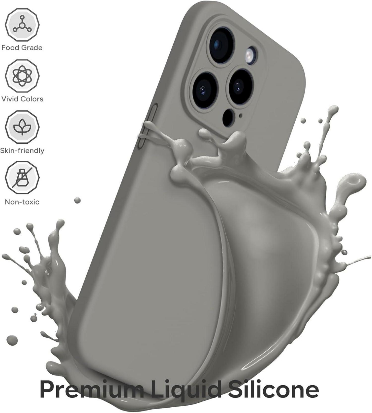 iPhone 15 Pro Max Liquid Silikon Case 360° stoßfest - Grau
