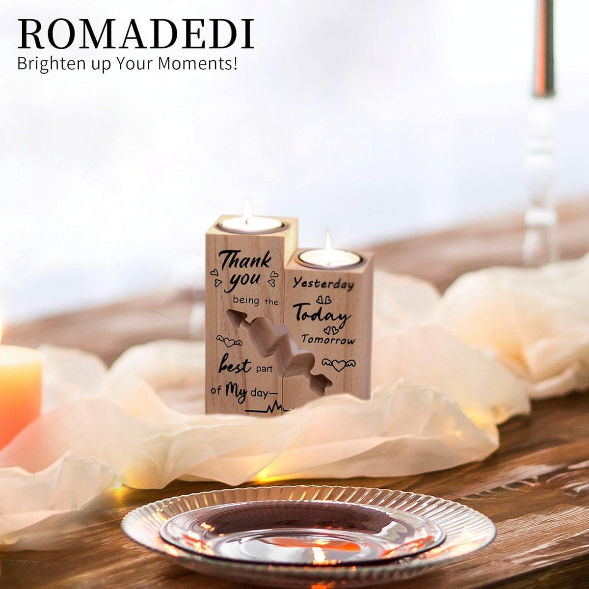 Kerzenhalter Herzform Holz Geschenk Hochzeit Valentinstag