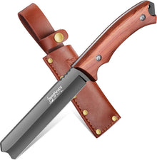 Outdoor Survival Messer mit handgenähter Lederscheide - Japaknives