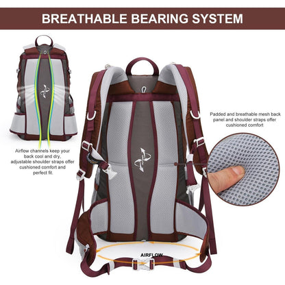 40L Wanderrucksack Granatrot - Trekking, Camping, Reisen