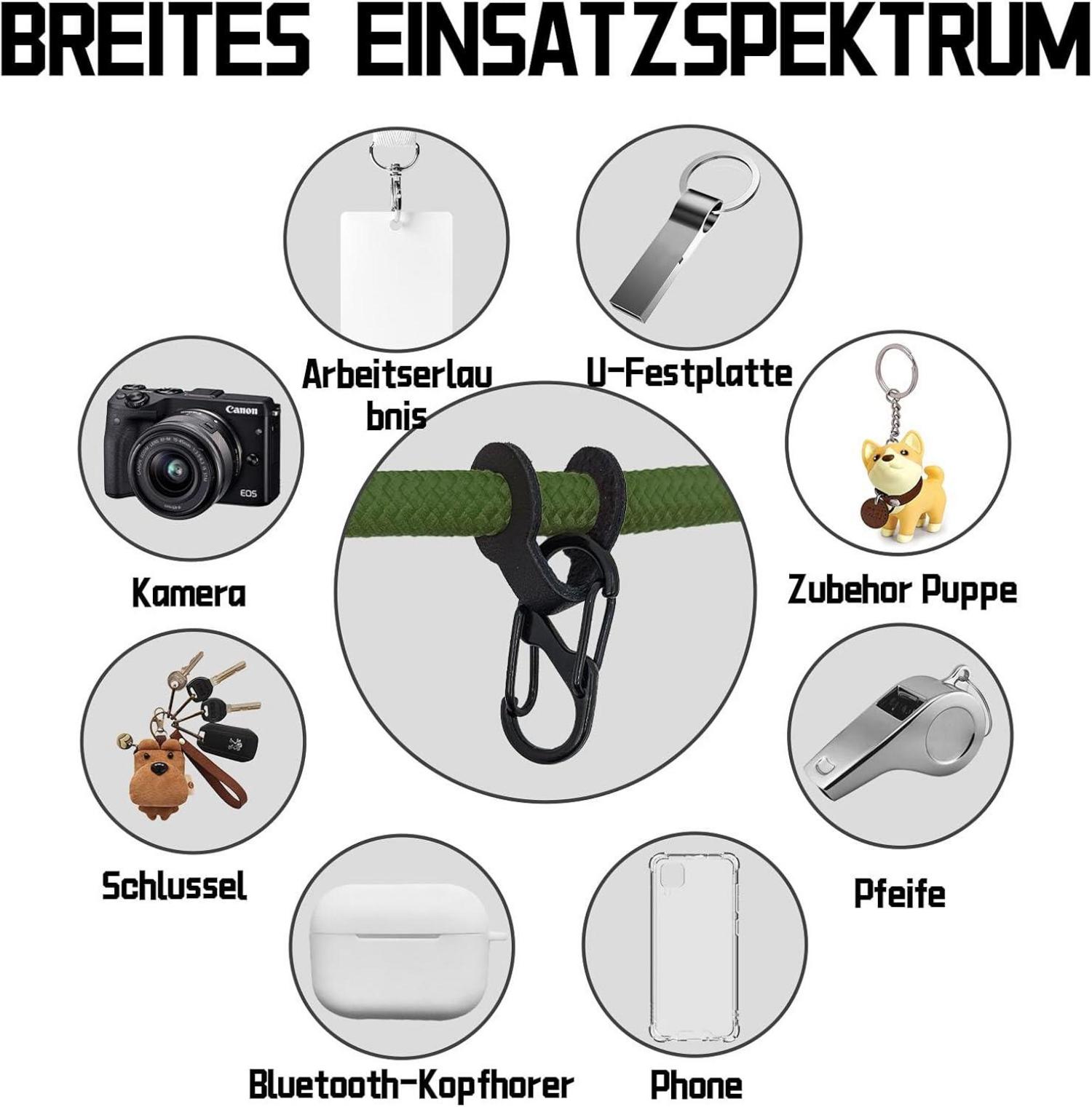 Handykette Universal Smartphone Hängeseil handyband Nylon dunkelgrün