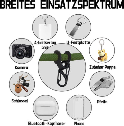 Handykette Universal Smartphone Hängeseil handyband Nylon dunkelgrün