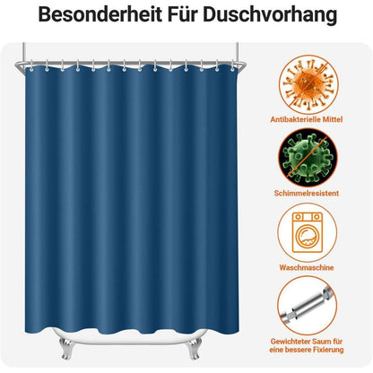 Duschvorhang Dunkelblau 120x180 cm Beschwerter Saum Wasserabweisend
