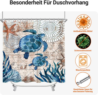 Duschvorhang Meeresschildkröte 200x200cm Wasserabweisend Antischimmel