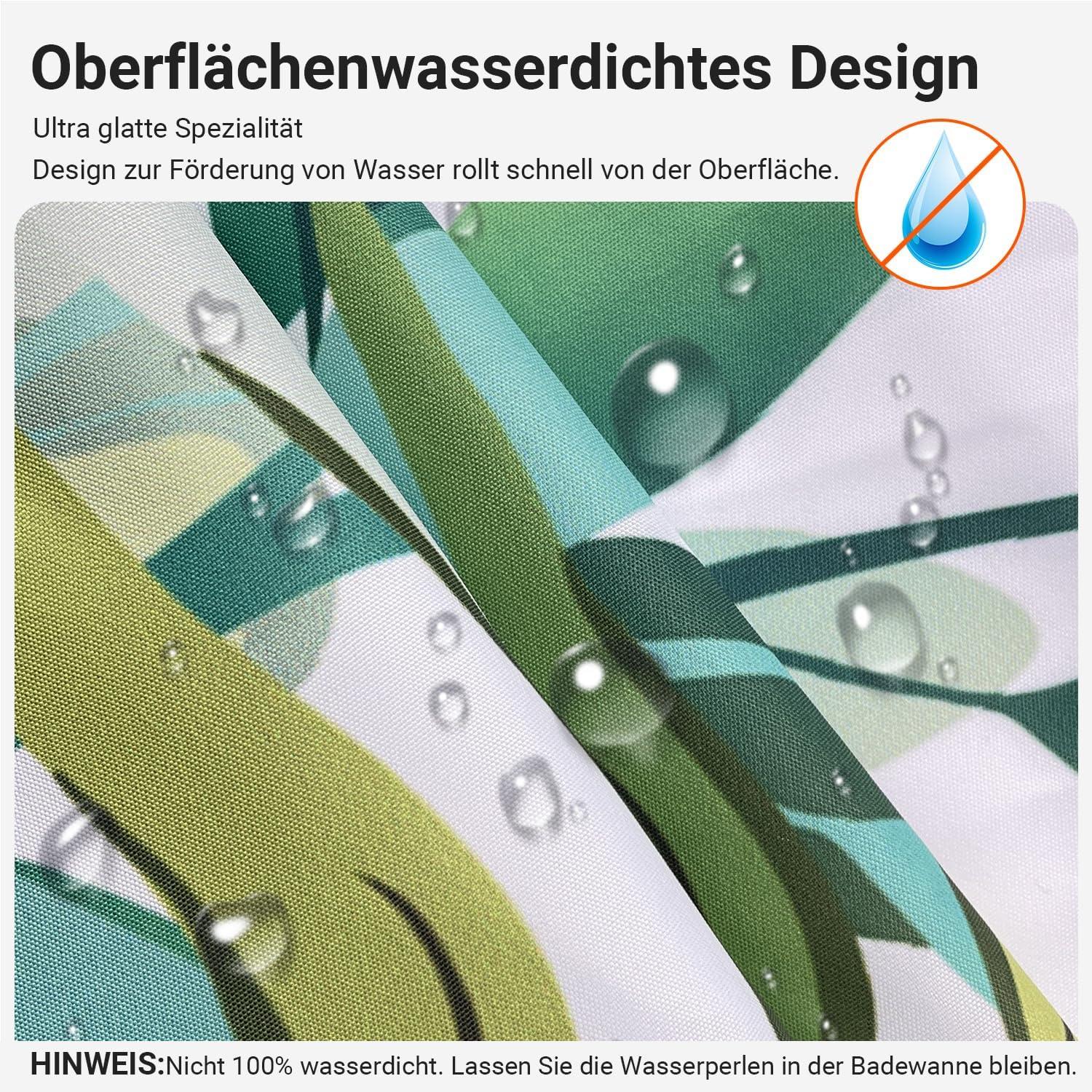 Duschvorhang Grün Blätter 200x200cm, Antischimmel