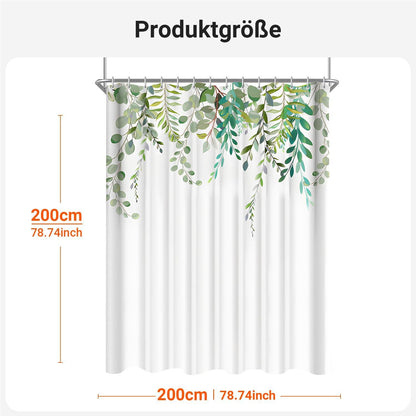 Duschvorhang 200x200cm Grün Blätter Wasserdicht Anti-Schimmel Textil 12 Ösen