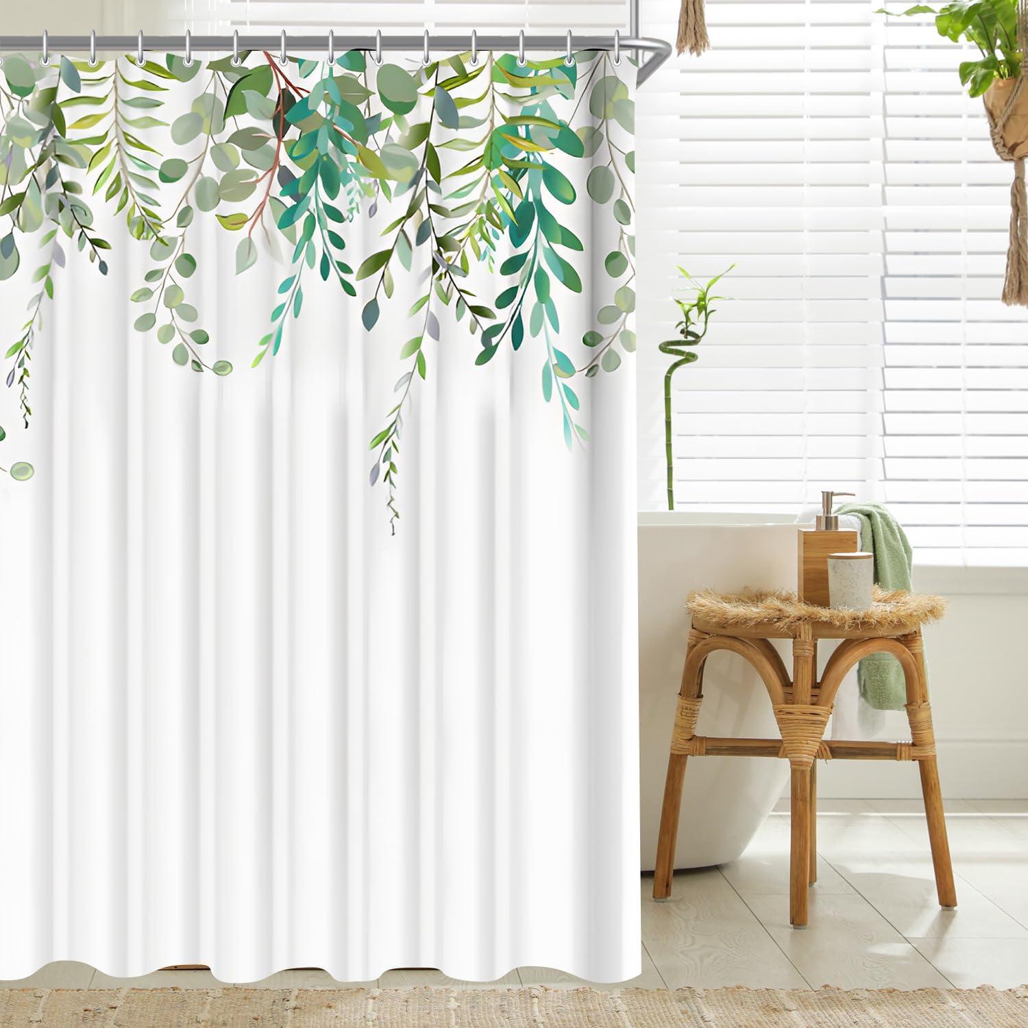 Duschvorhang Grün Blätter 200x200cm Antischimmel Polyester mit 12 Ösen
