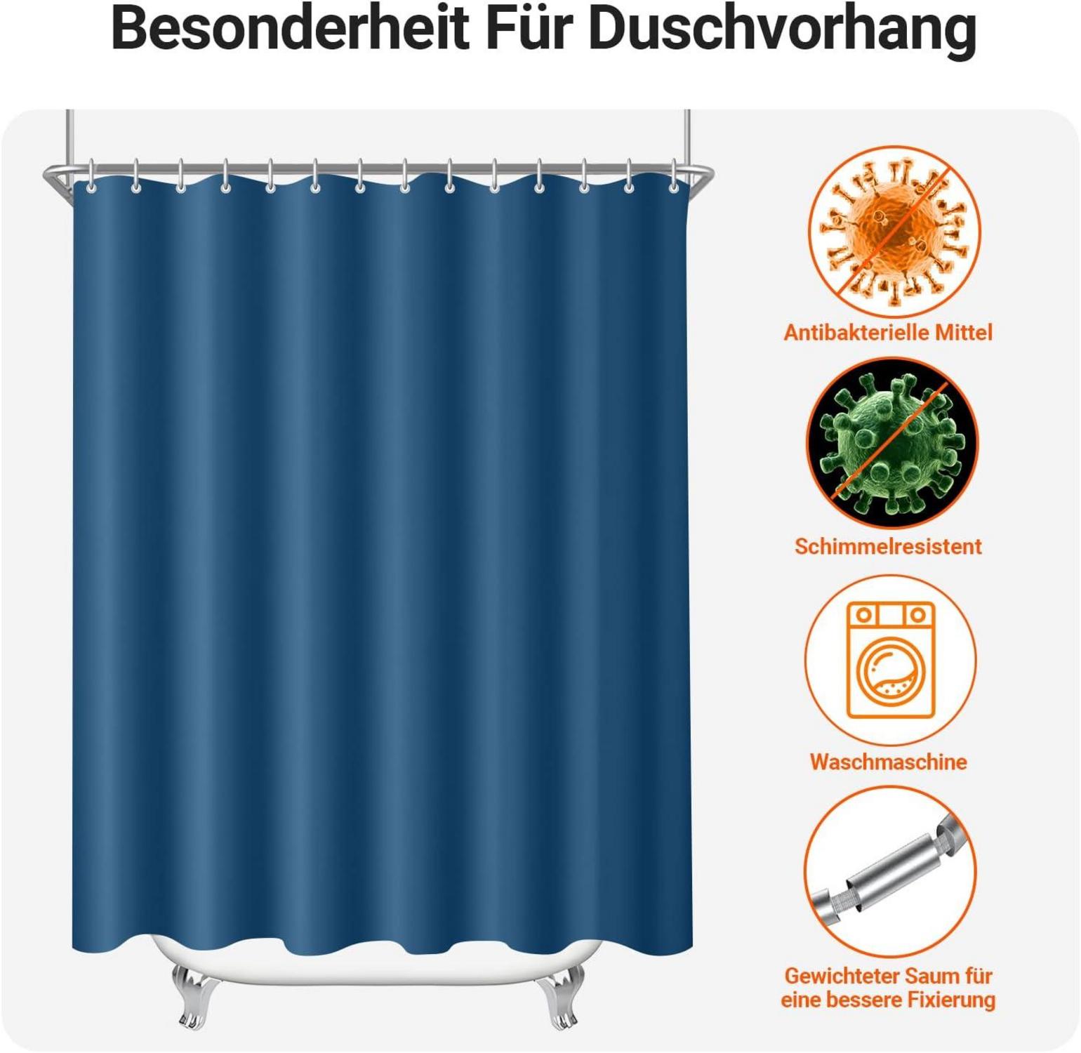 Duschvorhang 180x220cm Dunkelblau Wasserabweisend Antischimmel Polyester Stoff