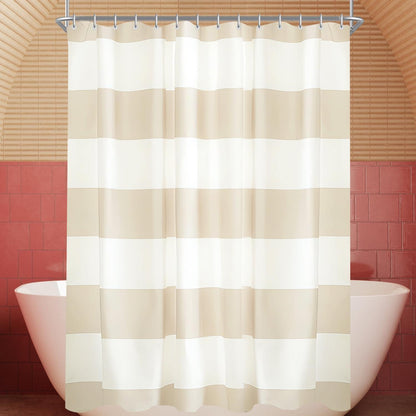 Duschvorhang 180x180cm Beige Streifen Wasserabweisend Textil