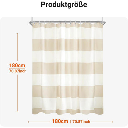 Duschvorhang 180x180cm Beige Streifen Wasserabweisend Textil