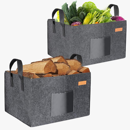 UEASE Filztasche Kaminholz Brennholz Holzkorb 46x40x32cm dunkelgrau