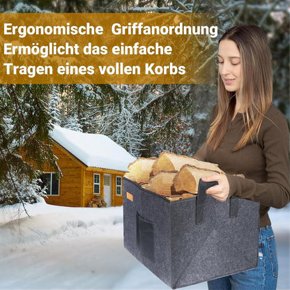 Filztasche Kaminholz 46x40x32cm 58L Dunkelgrau Faltbar & Robust