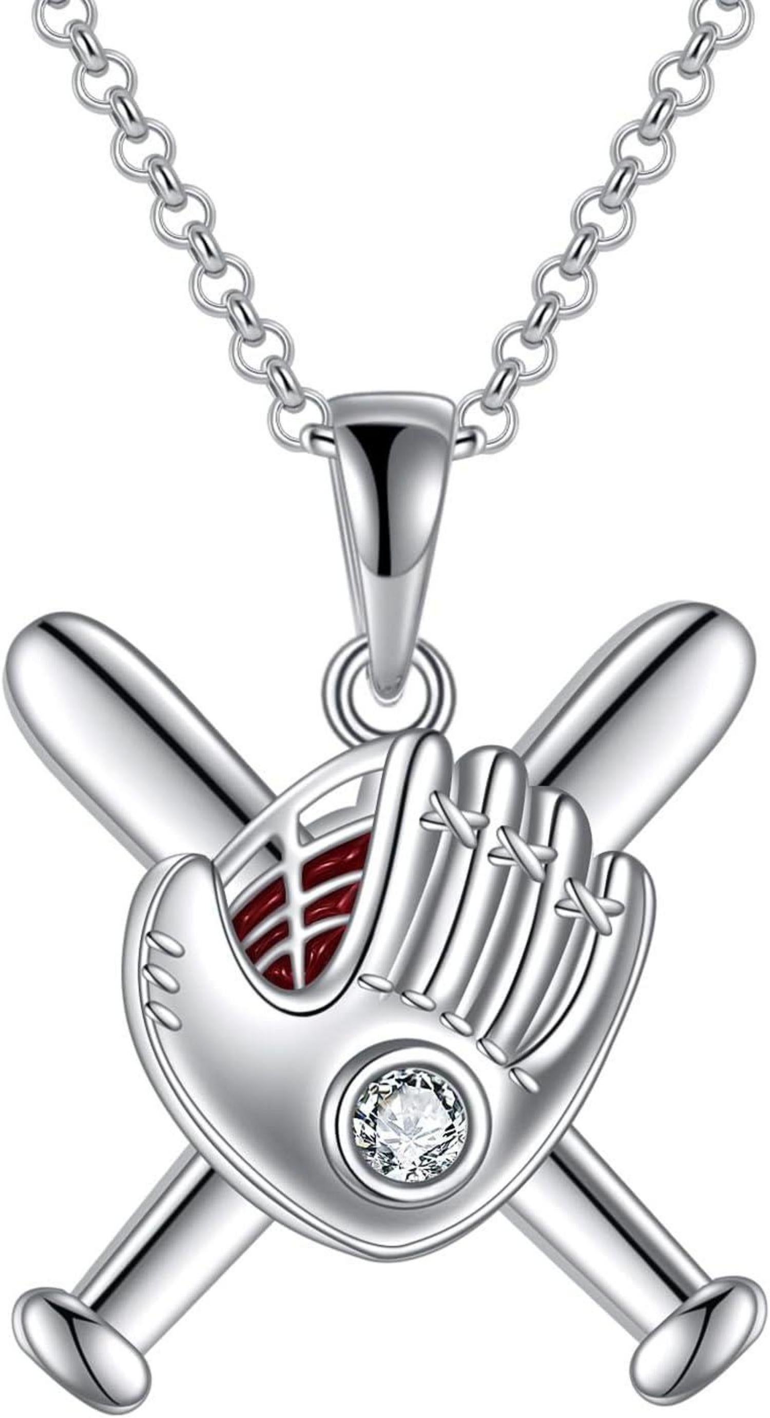 Sterling Silber Baseballhandschuh Halskette 925 Silber 5A Zirkonia