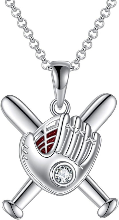 Sterling Silber Baseballhandschuh Halskette 925 Silber 5A Zirkonia