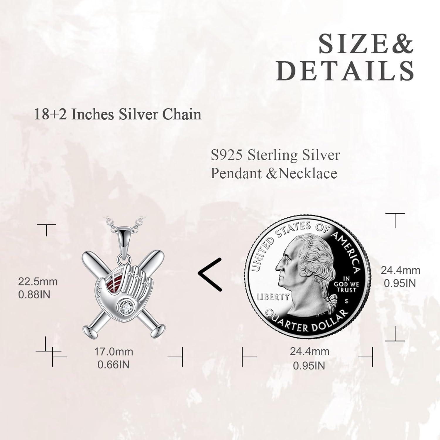 Sterling Silber Baseballhandschuh Halskette 925 Silber mit Zirkonia