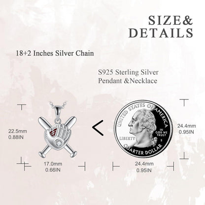 Sterling Silber Baseballhandschuh Halskette 925 Silber mit Zirkonia